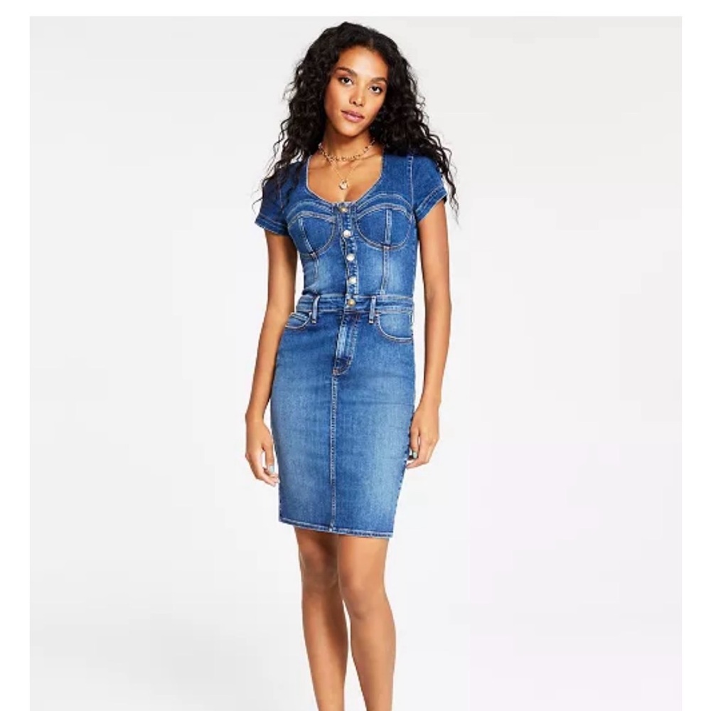 Guess Naomy Blue Spirit Denim Dress